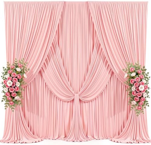 20x10ft Blush Pink Backdrop Curtains for Parties Baby Shower Photo Wrinkle Free Polyester Photoshoot Curtains Drapes Backdrop for Girls Birthday Party Gender Reveal Background 4 Panels 5x10FT by Suppromo