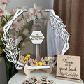Personalized Wedding Wooden Guest Book: Creative Acrylic Custom Name Alternative Inserts Box DIY Custom Rustic Wedding Heart Drop Guest Book for Graduation Anniversary Wedding Decor (Flower Hexagon) by Drawelry