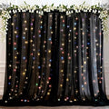 Ledido 10×10ft Black Tulle Backdrop Curtains with Lights String - 300LED RGB Lights Sheer Curtain Backdrop for Wedding Baby Shower Photo Shoot Birthday Party Decoration(2 Panels 5×10ft)，Black by Ledido