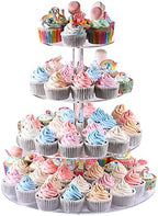 AMEITECH Cupcake Stand, 4-Tier Round Acrylic Cupcake Display Stand Dessert Tower Pastry Stand for Wedding Birthday Theme Party- 15.7 Inches (Transparent) - Image 5