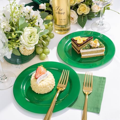 FLOWERCAT 60PCS Green Plates & St. Patrick's Day Plates - Heavy Duty Dark Green plates Disposable for Party&Event- Include 30PCS 10.25" Dinner Plates & 30PCS 7.5" Dessert Plates - Image 4