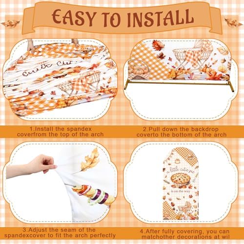 Tegeme 7.2ft A Little Cutie Pie is on The Way Arch Backdrop Cover Fall Baby Shower Decoration Large Orange Pie Backdrop Party Favor for Gender Reveal Welcome Party Supply Photo Background Decoration - Image 3