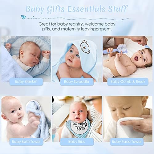 iAOVUEBY Baby Boy Gifts, Baby Shower Gifts - Newborn Bear Toys Rattle Blanket Infant Shoes Onesie Wooden Keepsake Babies Registry Gift Essentials Basket, Unique New Baby Gift Set for Boys 0+ Months - Image 6