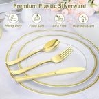 Dealusy 200 Count Heavy Duty Gold Plastic Silverware - Image 3