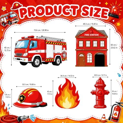 Firetruck Birthday Stand Up Decoration for Indoor Outdoor, 5PCS - Image 2