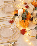 bUCLA 150Pcs Clear Gold Plastic Dinnerware Set - Clear and Gold Disposable Plates Include 25 Dinner / 25 Dessert Plates,25 Knives,25 Forks,25 Spoons,25 Cups for Party - Image 7