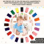 Jetec 60 Set Inkless Hand Footprint Paw Print Kit Ink Pad, 12 Colors - Image 5