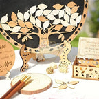 Personalized Wedding Guest Book Alternative, Wooden Tree Drop-in Leaves - Image 2