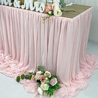 Pooling and Floating Chiffon Table Skirt, 6FT 9FT 14FT Sheer Tablecloth, Baby Shower, Birthdays, Wedding Table Skirt (Blush Pink, 9FT) - Image 4