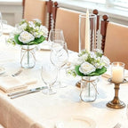 10 Sets Mason Jars Flower Table Centerpiece with White Rose - Ivory - Image 4
