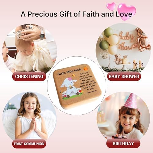 Rosary Keepsake Jewelry Box for Girls – Baby Baptism, First Communion Gift – Wooden Prayer Memory Box for Children - Image 4