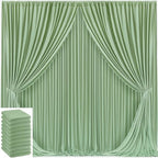 50x10ft Sage Green Backdrop Curtain for Wedding Parties Wrinkle Free Fabric Sage Green Drapes Backdrop Decoration for Baby Shower Birthday Photography Decoration 10 Panels, 5ft x 10ft by Gogoparti