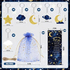 145 Pieces Twinkle Little Star Baby Shower Favors for Guest Moon and Star Ballpoint Pens and Keychains Gifts Bulk Retractable Baby Shower Pens Gender Reveal Thank You Cards Souvenirs Prizes - Image 3