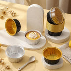200 Pack Aluminum Cupcake Liners with Lids,Black Silver,Plain - Image 2