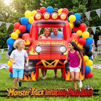 Junkin 6 x 5 FT Monster Truck Inflatable Photo Booth Frame with LED Lights, Giant Racing Truck Photo Prop, Birthday Party Decorations, Baby Shower Decor, Racing Theme Party Supplies(Flame,Red) - Image 6