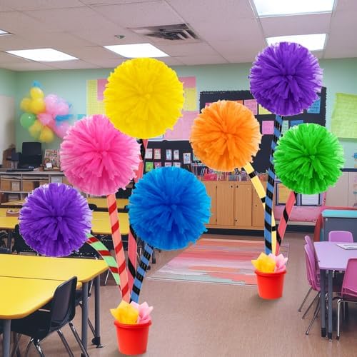 Tinlade 6 Pcs 14 Inch Classroom Party Decoration Pom Pom Supplies,Colorful - Image 6