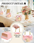 EQOREIIN 100 Pack Small Thank You Gift Bags with Handles & Ribbon, Pink - Image 3