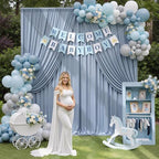 40ftx12ft Dusty Blue Backdrop Curtains for Parties, Wrinkle Free Polyester Photo Backdrop Drapes 8 Panels 12 ft Long Back Drop Cloth Drapery for Wedding Birthday Photography Background Party - Image 7