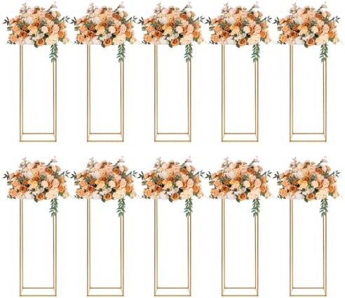 10PCS Wedding Flower Stand, Vases Rack for Birthday Party Decoration Garden Tall Flower Frame Holder for Table Centerpiece Balloon Decor Road Leads Christmas Gift-Gold by LIYUANJUN