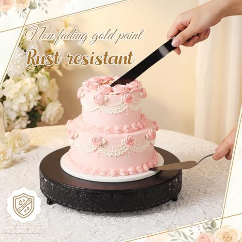 Wenqik 14 Inch Black Cake Stand Set Metal Round Cake Dessert Stand, Wedding - Image 4