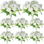 Geosar 8 Bundles Artificial Peonies Flowers,White by Geosar