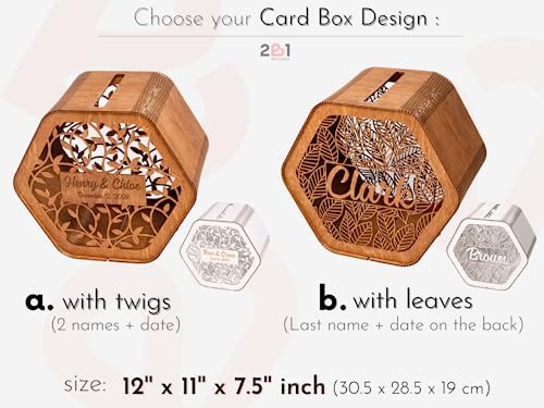 2B1WEDDING Personalized Wedding Card Box - Rustic Decorations for Reception Ceremony - Wooden Card Box for Party, Bridal Shower Anniversary - Wedding Keepsake Box Gift Box for Cards for Money - Image 2