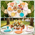 Zhehao 175 Pcs Coral Colors Paper Plates and Napkins Party Supplies - Image 6