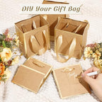Yeaqee 100 Pcs Mini Paper Gift Bags with Handles Tag, Kraft,Gold - Image 4