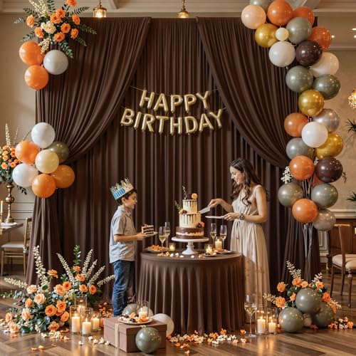 30x10FT Backdrop Curtains with Rod Pockets - Wrinkle Free Photo Stage Backdrop 6 Panels Curtains Drapes for Photography Wedding Party Baby Shower Decorations (Brown) - Image 3