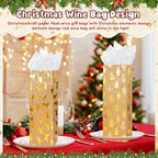 Harloon 32 Pack Wine Bottle Gift Bags with Handles 4 Designs,Kraft Color - Image 6