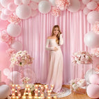 40x10FT Baby Pink Backdrop Curtains for Wedding Parties, Wrinkle Free Polyester Photography Backdrop Drapes for Wedding Baby Shower Birthday Parties Stage Background Stand Decorations 4x10ft,10 Panels - Image 3