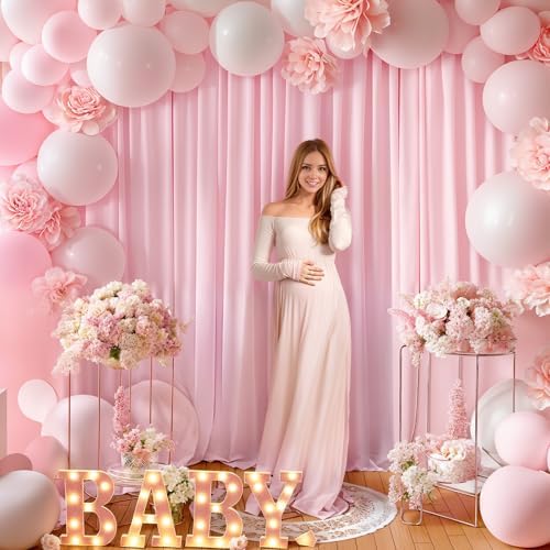 40x10FT Baby Pink Backdrop Curtains for Wedding Parties, Wrinkle Free Polyester Photography Backdrop Drapes for Wedding Baby Shower Birthday Parties Stage Background Stand Decorations 4x10ft,10 Panels - Image 3