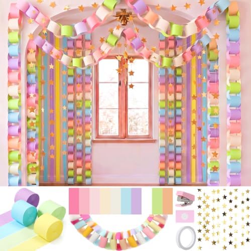 TaoBary Pastel Party Decorations 400 Extra Paper Chain - Image 2