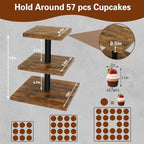 IBUYKE Cupcake Stand,Set of 2,Square Dessert Display Stand,Brown TLJ014H-2 - Image 7