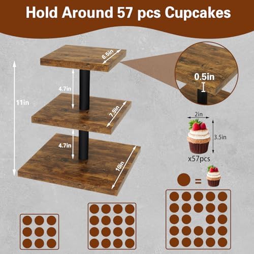 IBUYKE Cupcake Stand,Set of 2,Square Dessert Display Stand,Brown TLJ014H-2 - Image 7