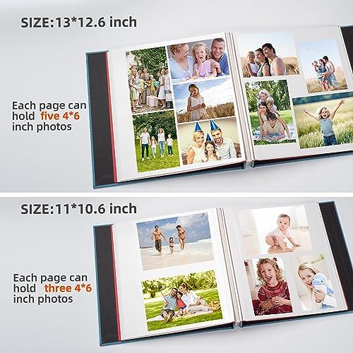 HoneyTolly Large Photo Album Self Adhesive, DIY Scrapbook Album for 4x6 8x10 10x12 Pictures, 60 Pages Linen Cover Memory Book, Ideal Gift for Family Wedding Baby Christmas Anniversary(Sky Blue) - Image 6
