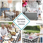 Hiasan Checkered Tablecloth Square 70 x 70 Inch, Black and White - Image 2