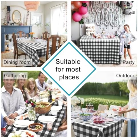 Hiasan Checkered Tablecloth Square 70 x 70 Inch, Black and White - Image 2