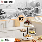Dessert Stands for 50 Cupcakes 360°Rotating Wood Cupcake Stands Wedding Cake Stand 4 Tiered Cookie Serving Trays for Party Birthday Baby shower Afternoon Tea Dessert Table, White - Image 5