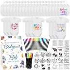 Bibs Bodysuits Baby Shower Game Sign Set Newborn Onesies Feeder Gift Fabric Marker Stencils Kit by Aisharery