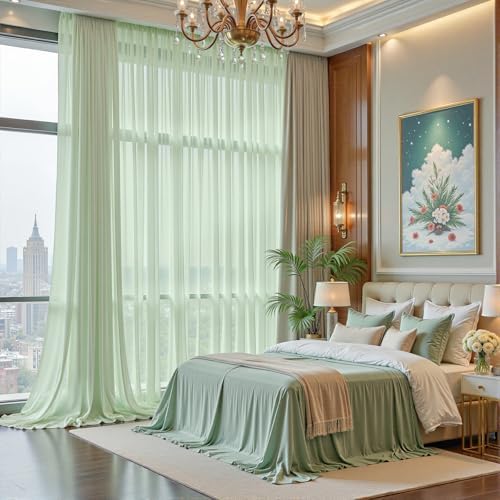 30ft×10ft Wrinkle Free Sage Green Backdrop Curtain Drapes, 6 Panels 5ftx10ft Sheer Tulle Chiffon Backdrop Panels Curtains for Wedding Baby Shower Birthday Party Stage Photo Home Decorations - Image 7