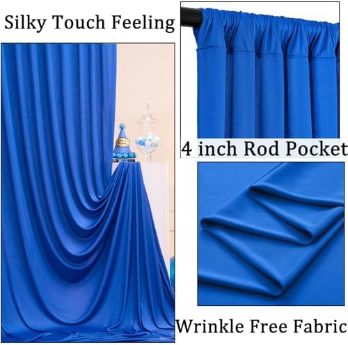 40ftx10ft Wrinkle Free Royal Blue Backdrop Curtains for Parties, 8 Panels 5x10ft Silky Polyester Photo Backdrop Drapes for Weddings Birthday Photography Background Curtains - Image 2