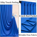 30ft x 10ft Wrinkle Free Royal Blue Backdrop Curtains for Parties, 6 Panels 5x10ft Silky Polyester Blue Photo Backdrop Drapes for Weddings Birthday Party Photography Background Stand - Image 2