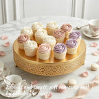 Cake Stand, Metal Round Cupcake Dessert Stand Cake Display Holder Cookies Fruit Serving Tray Decor for Wedding Party Birthday Baby Showers Anniversary (14 in, Dark Gold) - Image 5