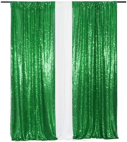 Eternal Beauty Green Sequin Backdrop Curtains, 4 Panels 2x8FT - Image 6