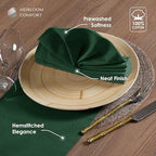 Forest Green Cloth Napkins 18x18 Inch - 12 Pack - 100% Cotton, Soft, Durable, Absorbent, Washable, Reusable - Hemstitch Mitered Edges - Perfect for Weddings, Fall, Dinner, Everyday - Image 3