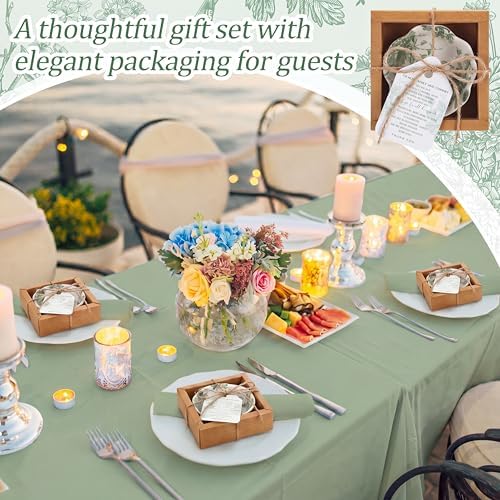 Teenyyou 150 Pack Wedding Favors for Guests Small Ceramic Bowls Bulk Gifts Set 3.3 Inch Sage Green Verdure Design Mini Dipping Bowl Sauce Dish with Cards Box for Party Shower Favor Souvenir - Image 2