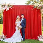 Red Backdrop Curtain for Parties Wedding Wrinkle Free Red Photo Curtains Backdrop Drapes Fabric Decoration for Birthday Party Baby Shower Christmas 5ft x 8ft,2 Panels - Image 3