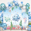 3Pcs Under The Sea Party Decoration Ocean Arch Backdrop Cover Set Underwater Milk Silk Fitted Arch Stand Cover for Summer Marine Theme Birthday Baby Shower Decor Fits 4ft 5ft 6ft by chiazllta