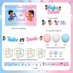 Fades Or Braids Gender Reveal Party Decorations Kit With 4.9 x 3.3 ft Backdrop Banner Balloon Garland Cake Topper Cupcake Toppers Sash And Letter Banner For Baby Shower Celebration - Image 6